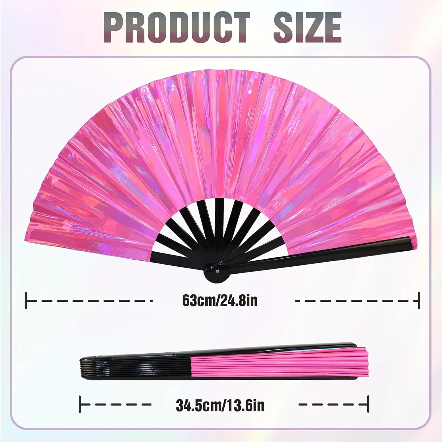 Fans for Line Dancing, Boots on The Ground Hand Fan, Clack Fans That Make Sounds for Women Foldable, Hand Pop Fans Clacking (Laser Pink)
