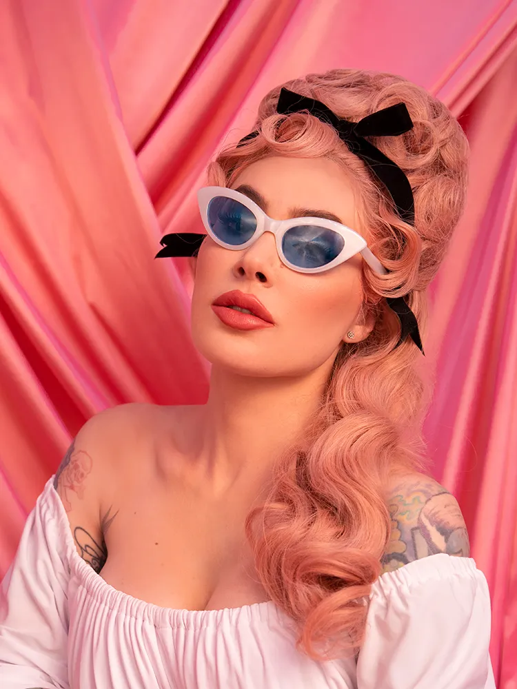 Fashion Doll Cat Eye Sunglasses in White - Vixen by Micheline Pitt