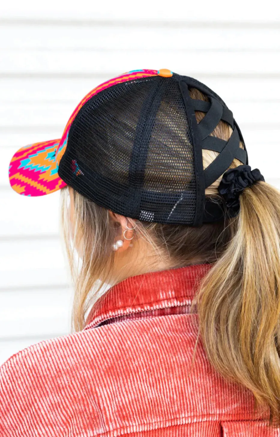 Flames Aztec Ponytail Hat