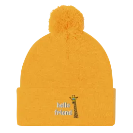 Friendly Giraffe Beanie with Pom Pom (Adult)