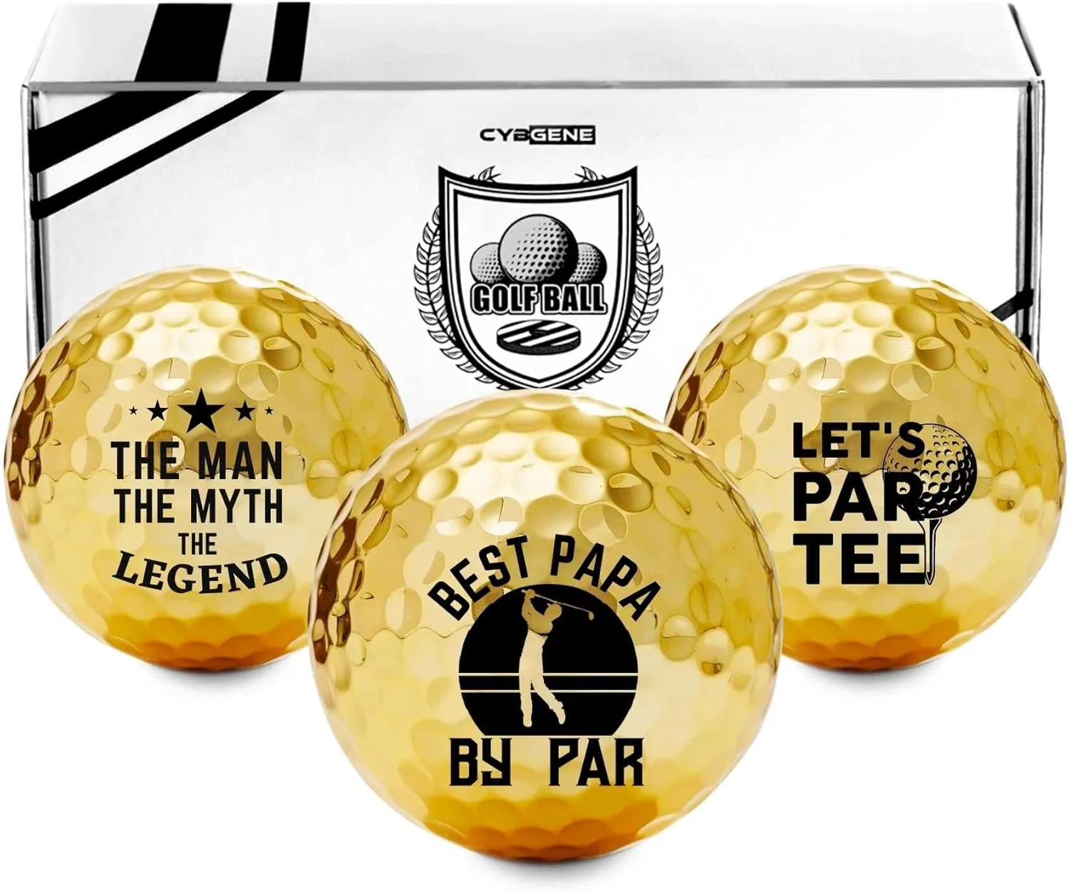 Funny Papa Gifts, Grandpa Gifts Golf Balls Set for Men or Him, Perfect for Grandpa, Boss, Golfers, Golf Lovers for Birthday & Father's Day - Gold