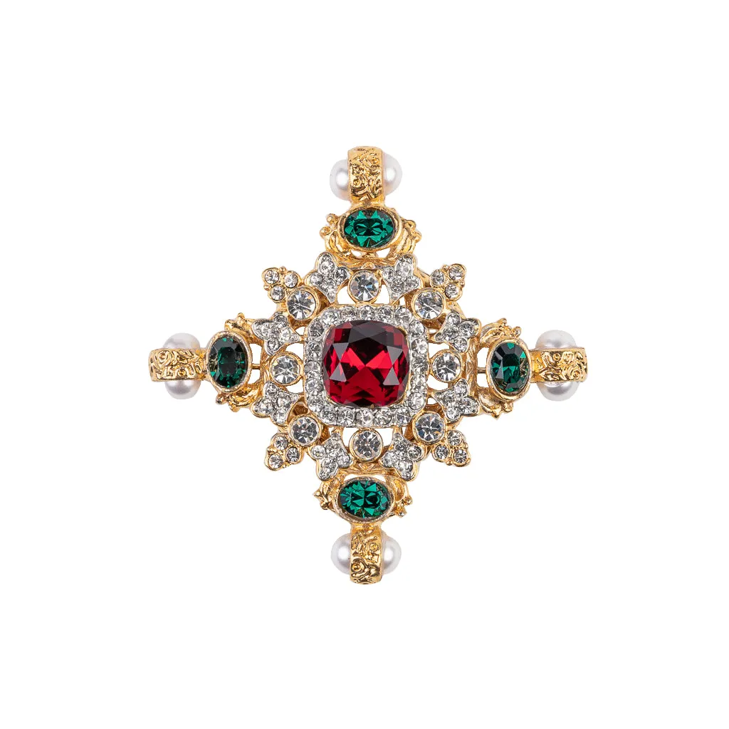Gold Gem and Pearl Pin