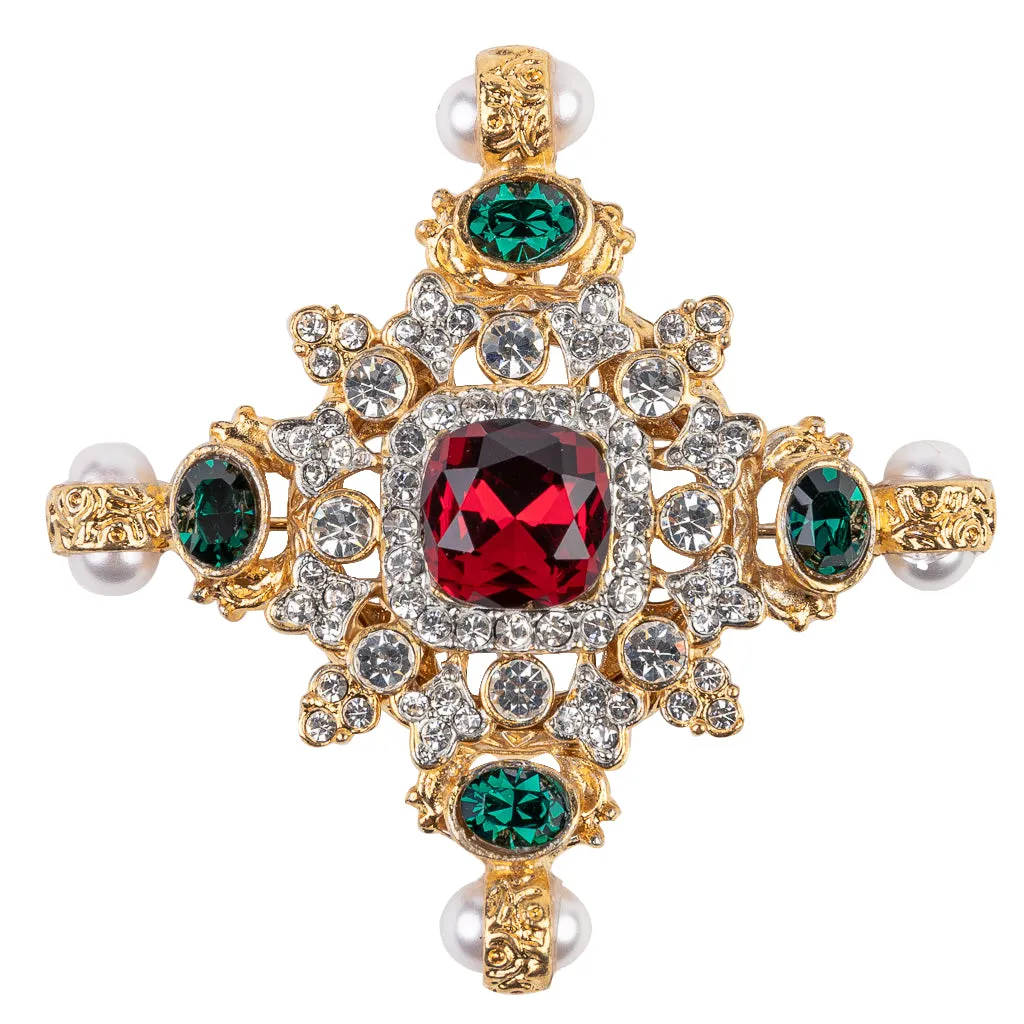 Gold Gem and Pearl Pin