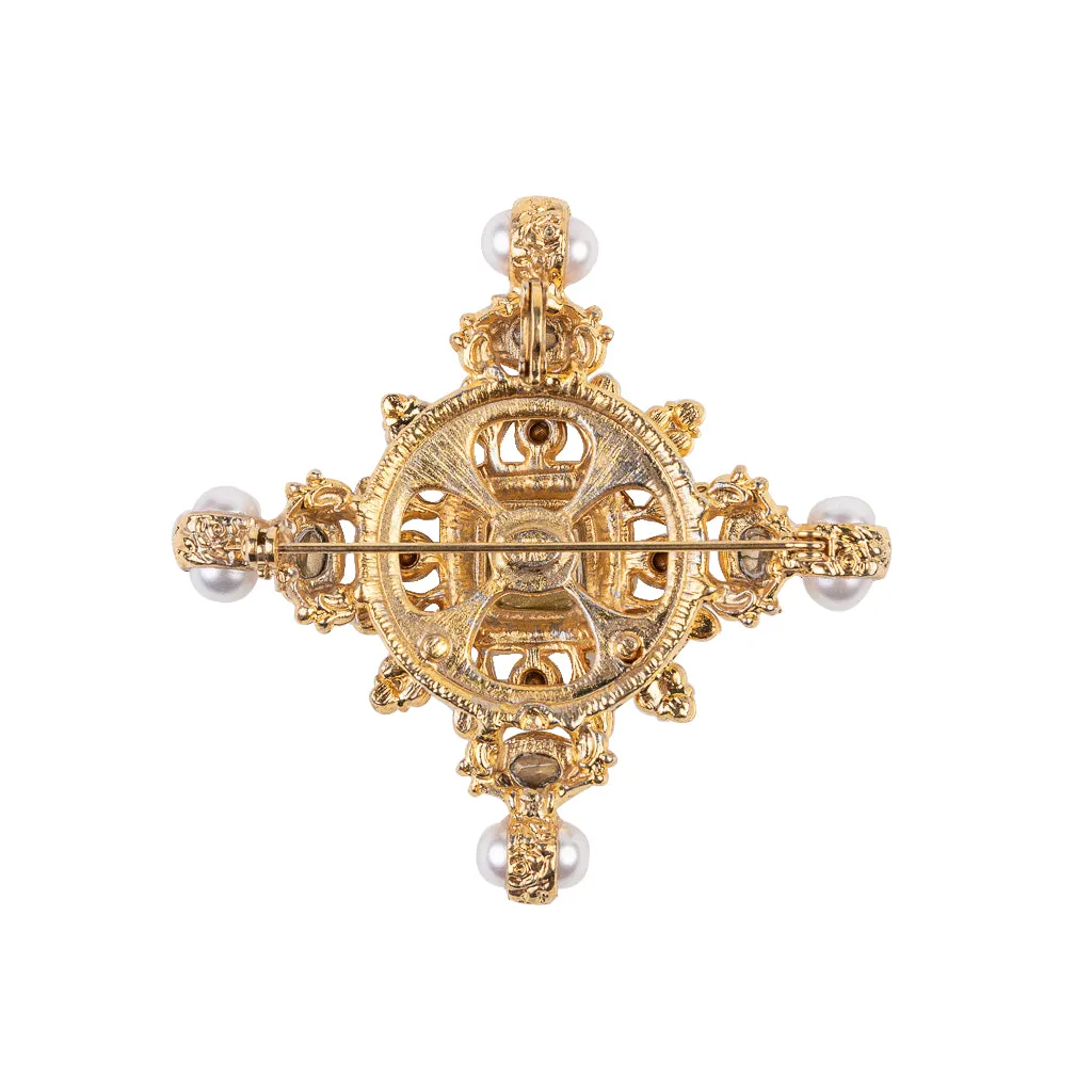 Gold Gem and Pearl Pin