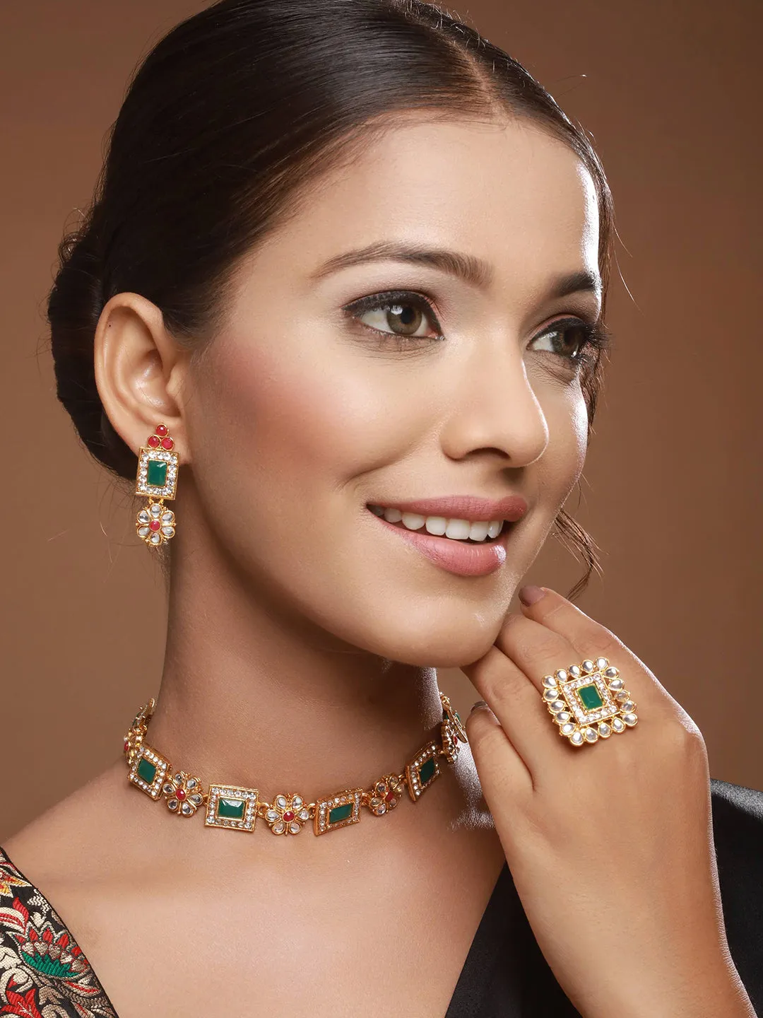 Gold-Plated Kundan-Studded Jewellery Set