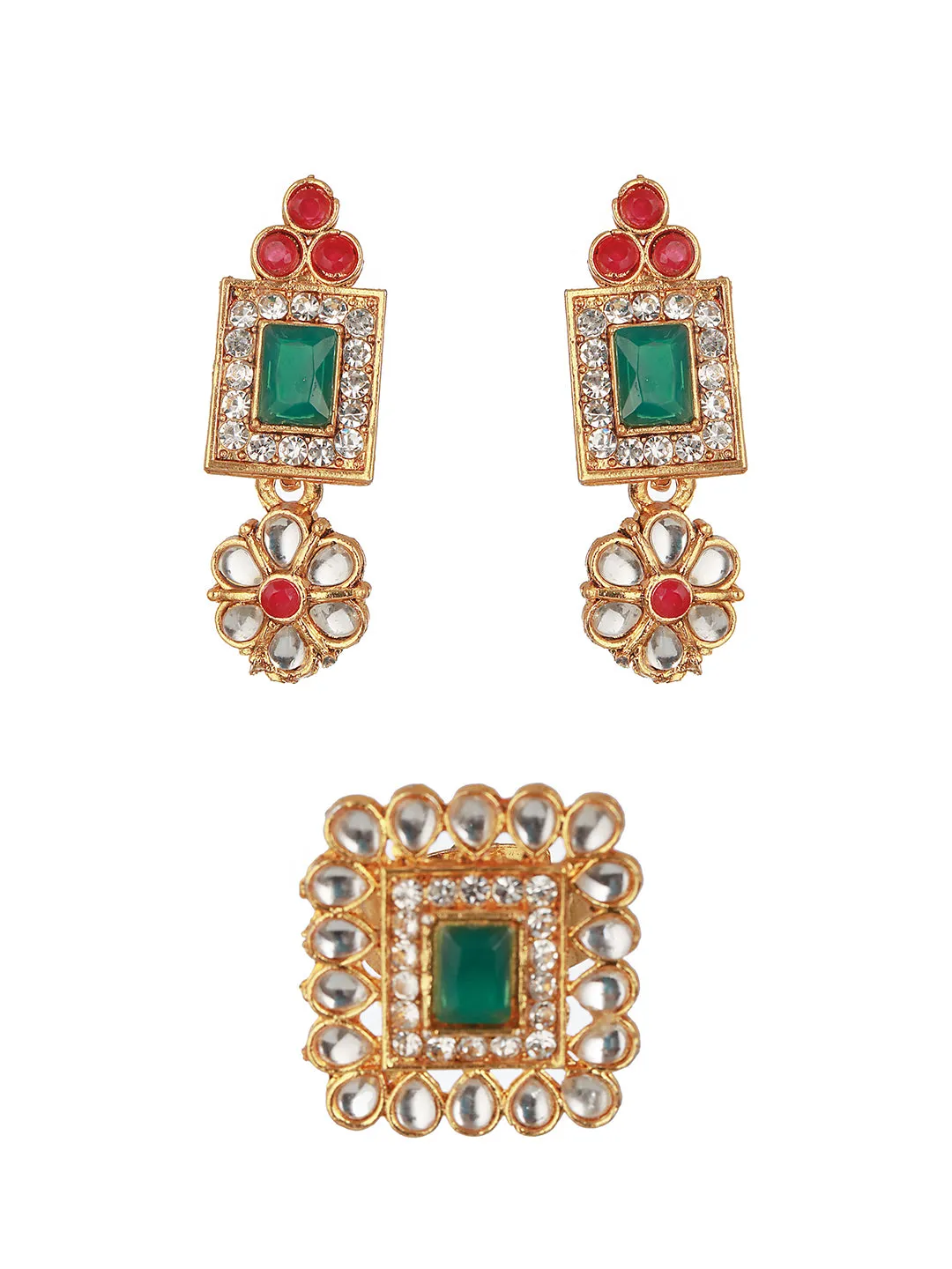 Gold-Plated Kundan-Studded Jewellery Set