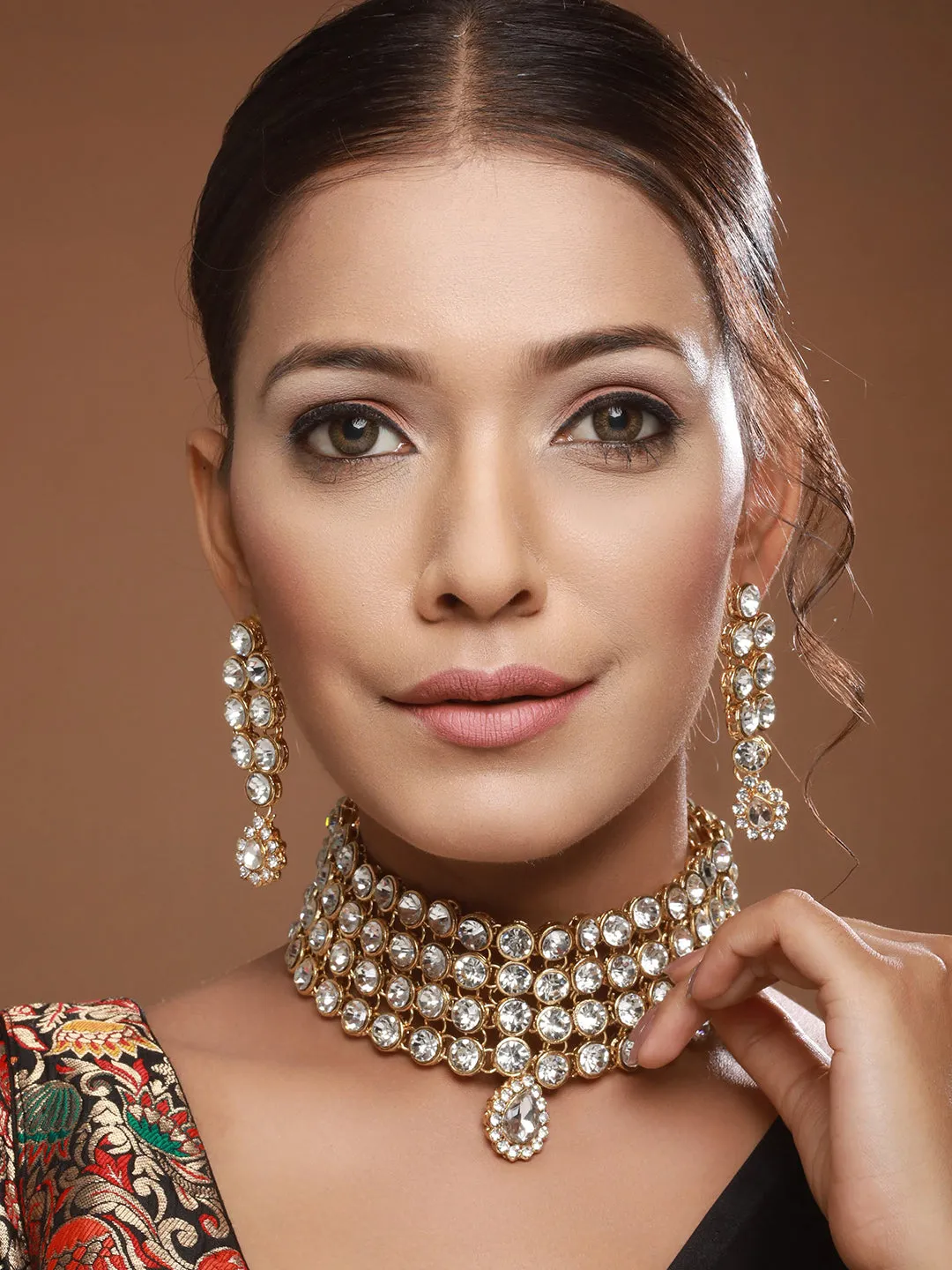 Gold-Plated Stone Studded Jewellery Set