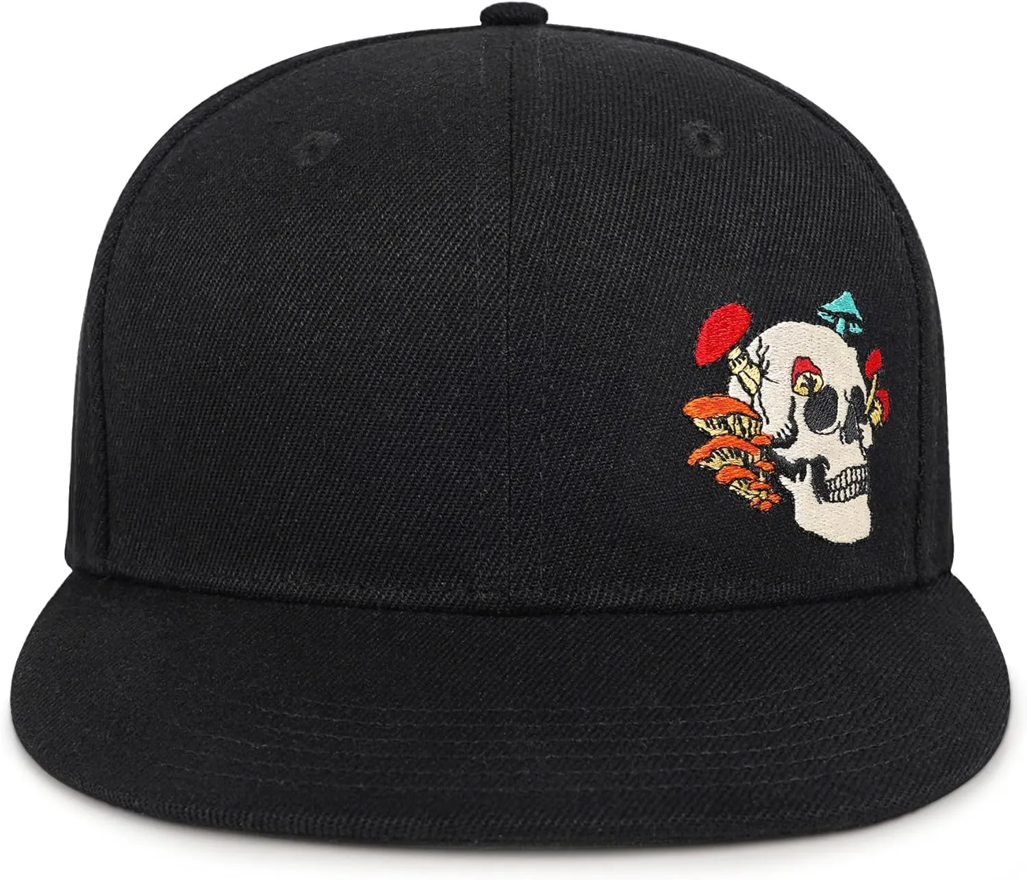 Gothic Skeleton Hand Flat Brim Hat Embroidery Skull Finger Cap Adjustable Snapback