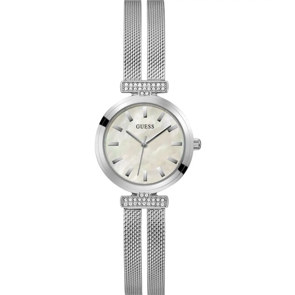 Guess Array Silver Tone Mesh Bracelet Strap Ladies Watch GW0471L1