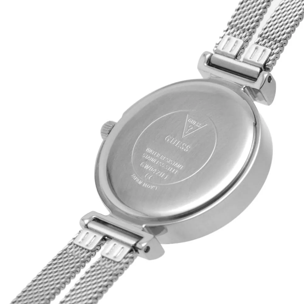 Guess Array Silver Tone Mesh Bracelet Strap Ladies Watch GW0471L1