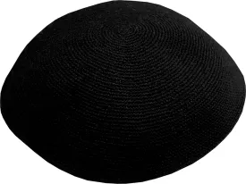 Hand Made 100% Cotton DMC Hand Knitted Kippah Hat from Israel, Hats for Men, Yarmulke Hat, Kippah for Men and Kids (Black, 21cm-8.3inch-Flat)