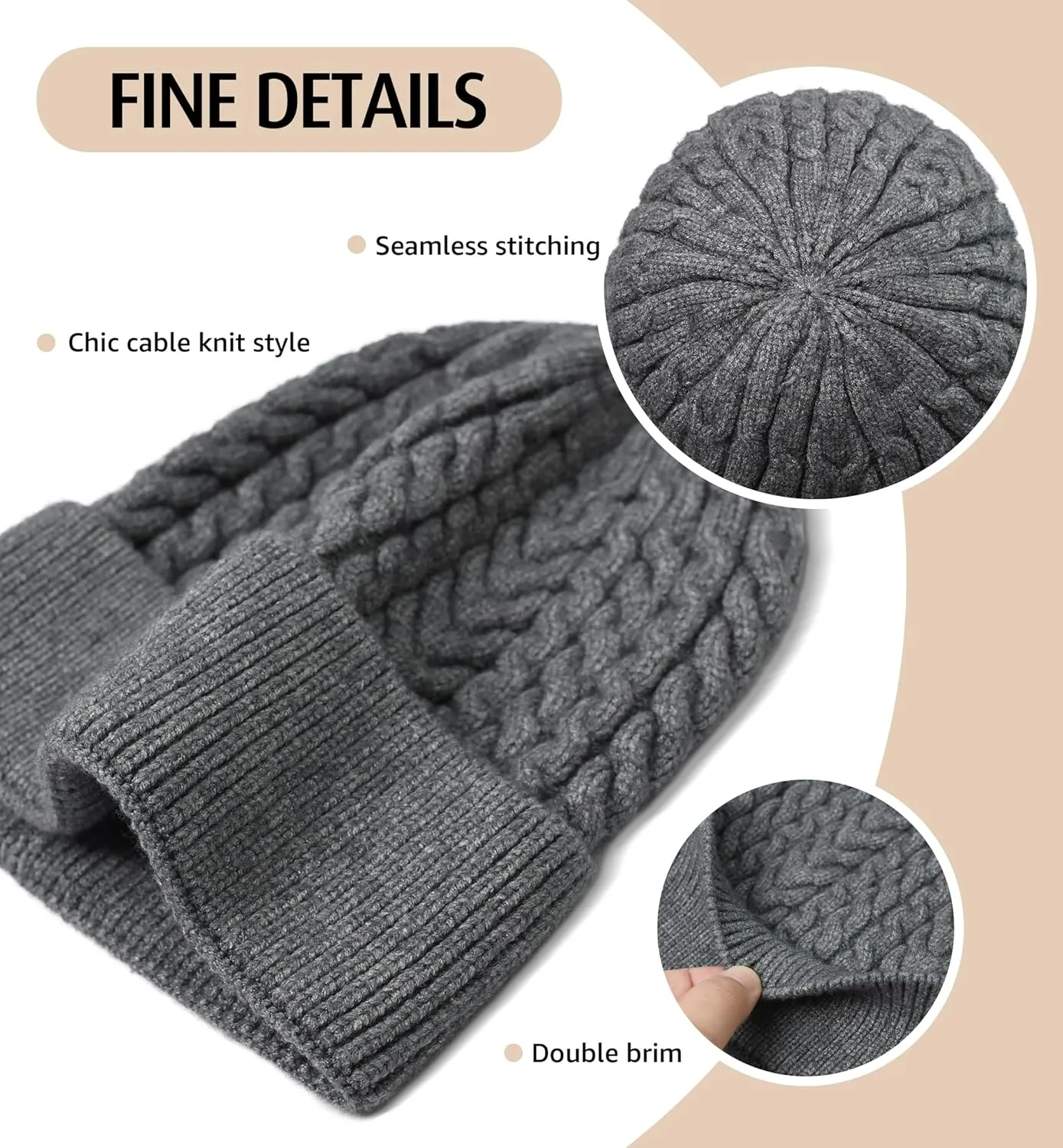 HiRui Knit Beanie Hats for Men Women Winter Hats Skull Caps Warm Classic Slouchy