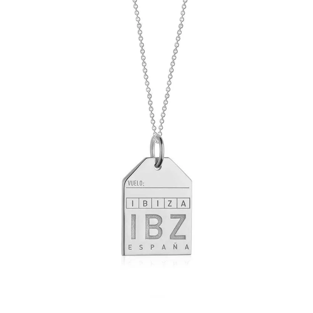 Ibiza Spain IBZ Luggage Tag Charm Silver