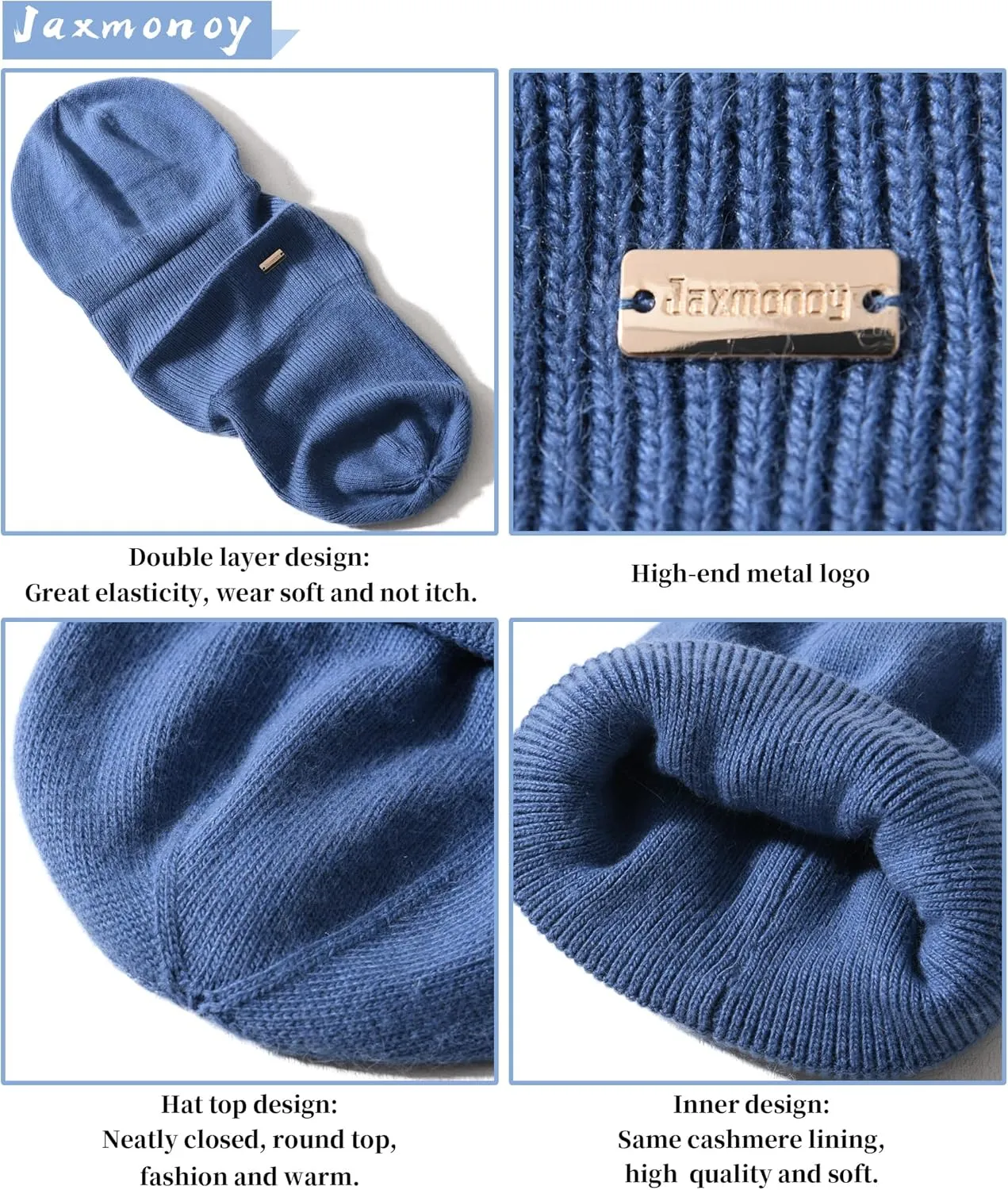 jaxmonoy Knit Beanies Winter Hats for Women and Men Soft Warm Double Layer Ladies Skull Beanie caps