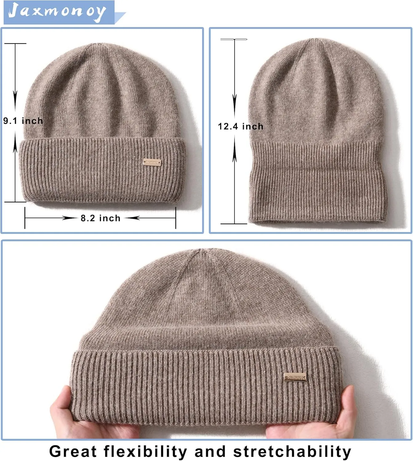 jaxmonoy Knit Beanies Winter Hats for Women and Men Soft Warm Double Layer Ladies Skull Beanie caps