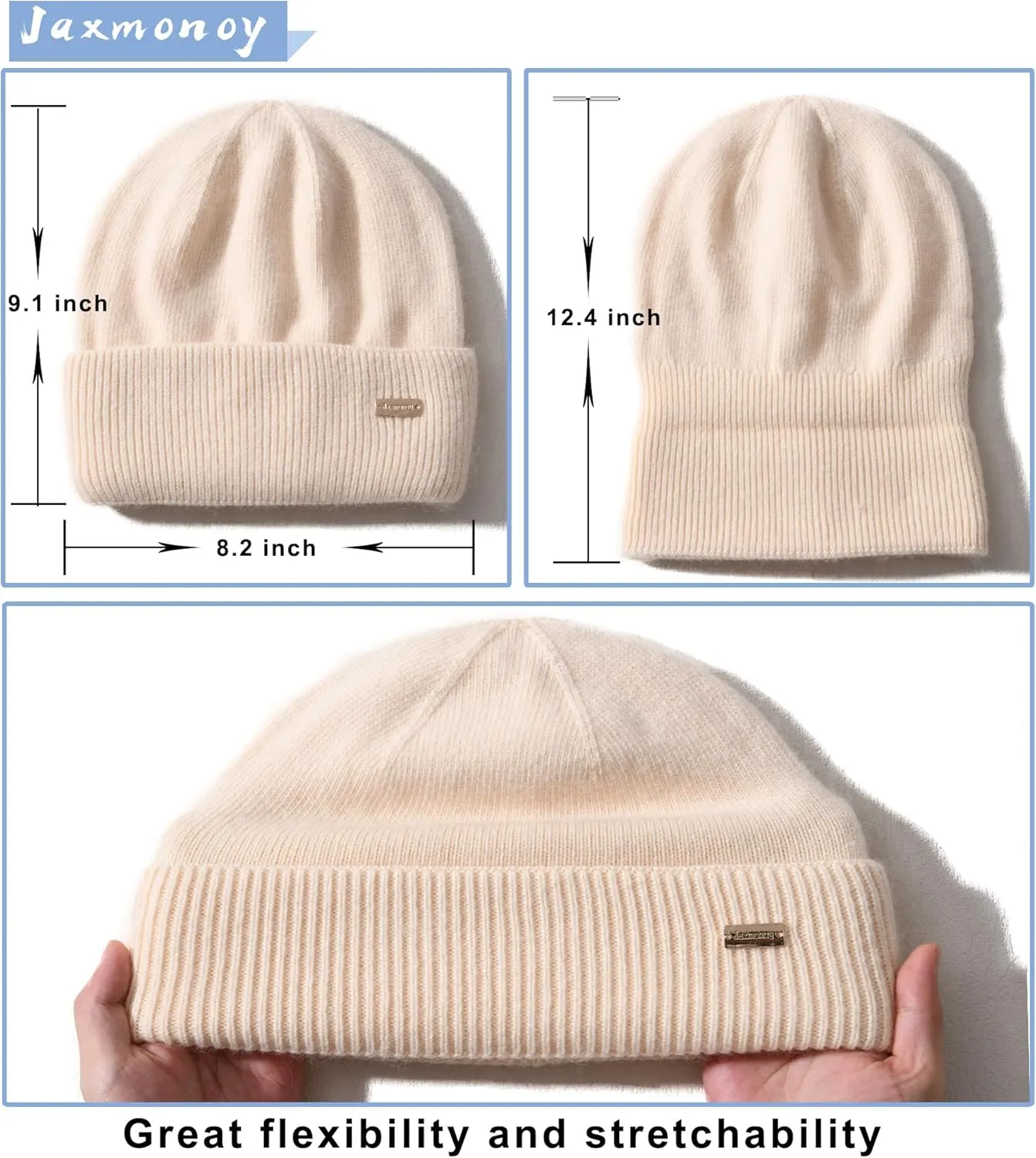 jaxmonoy Knit Beanies Winter Hats for Women and Men Soft Warm Double Layer Ladies Skull Beanie caps