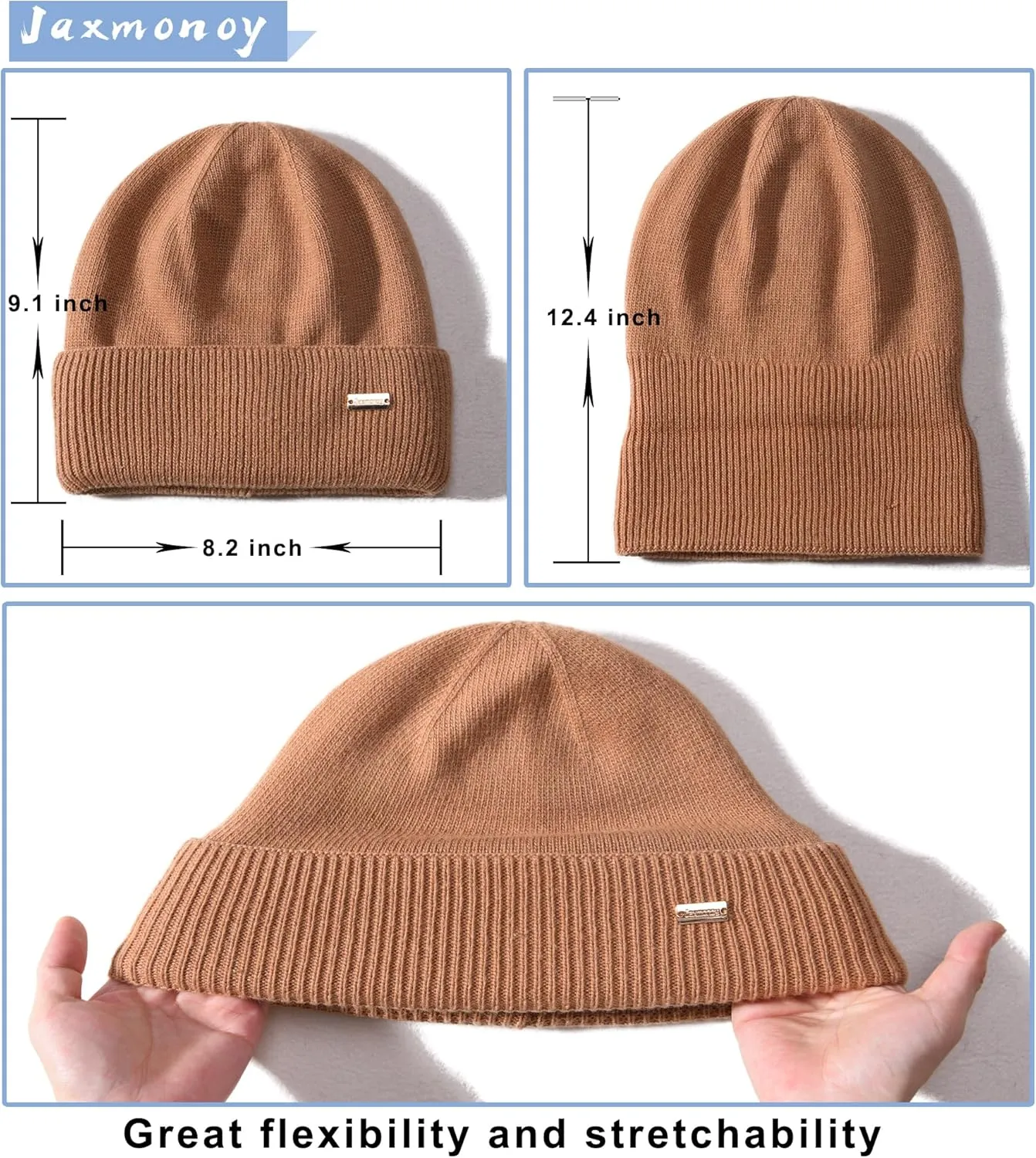 jaxmonoy Knit Beanies Winter Hats for Women and Men Soft Warm Double Layer Ladies Skull Beanie caps