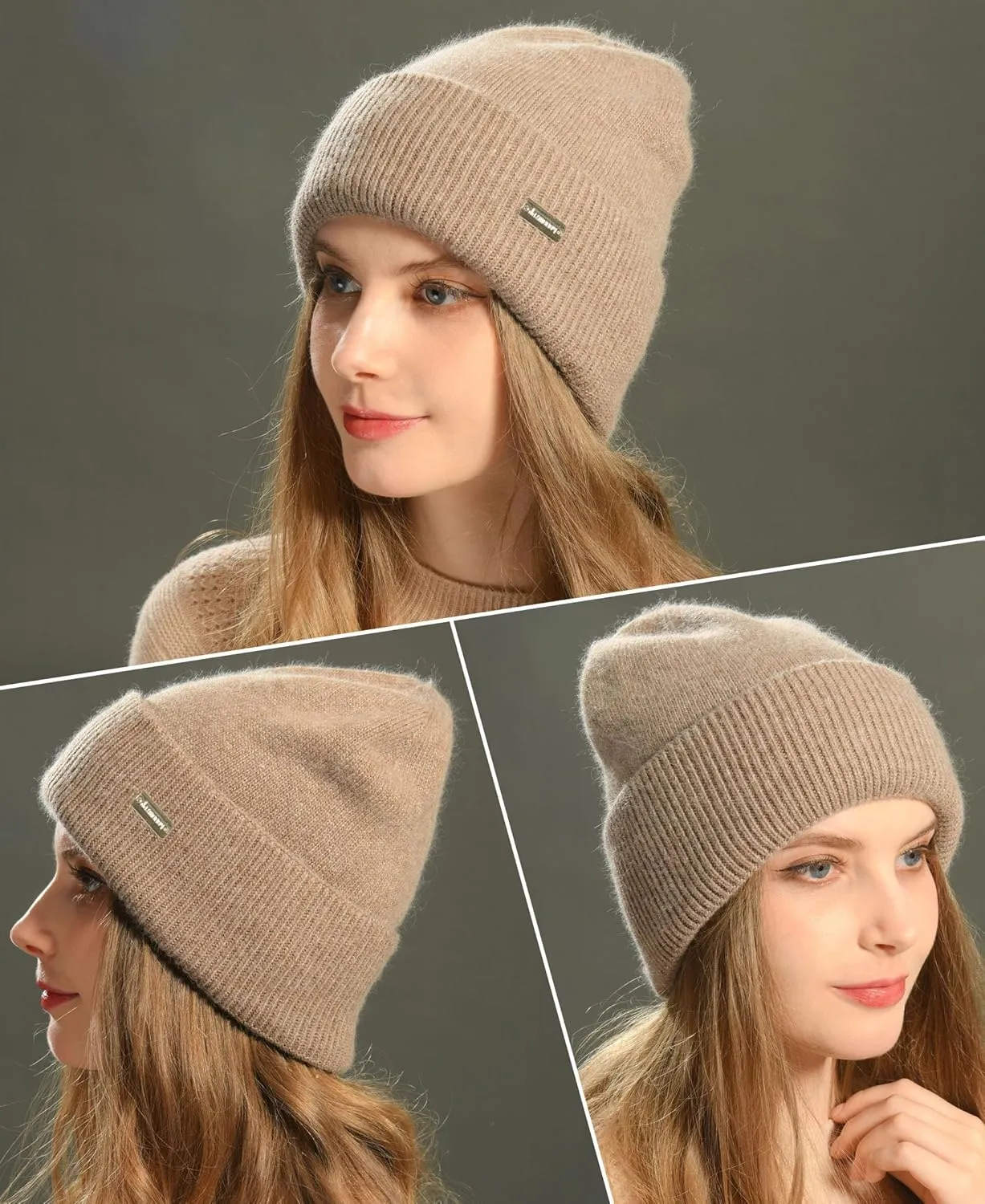 jaxmonoy Knit Beanies Winter Hats for Women and Men Soft Warm Double Layer Ladies Skull Beanie caps