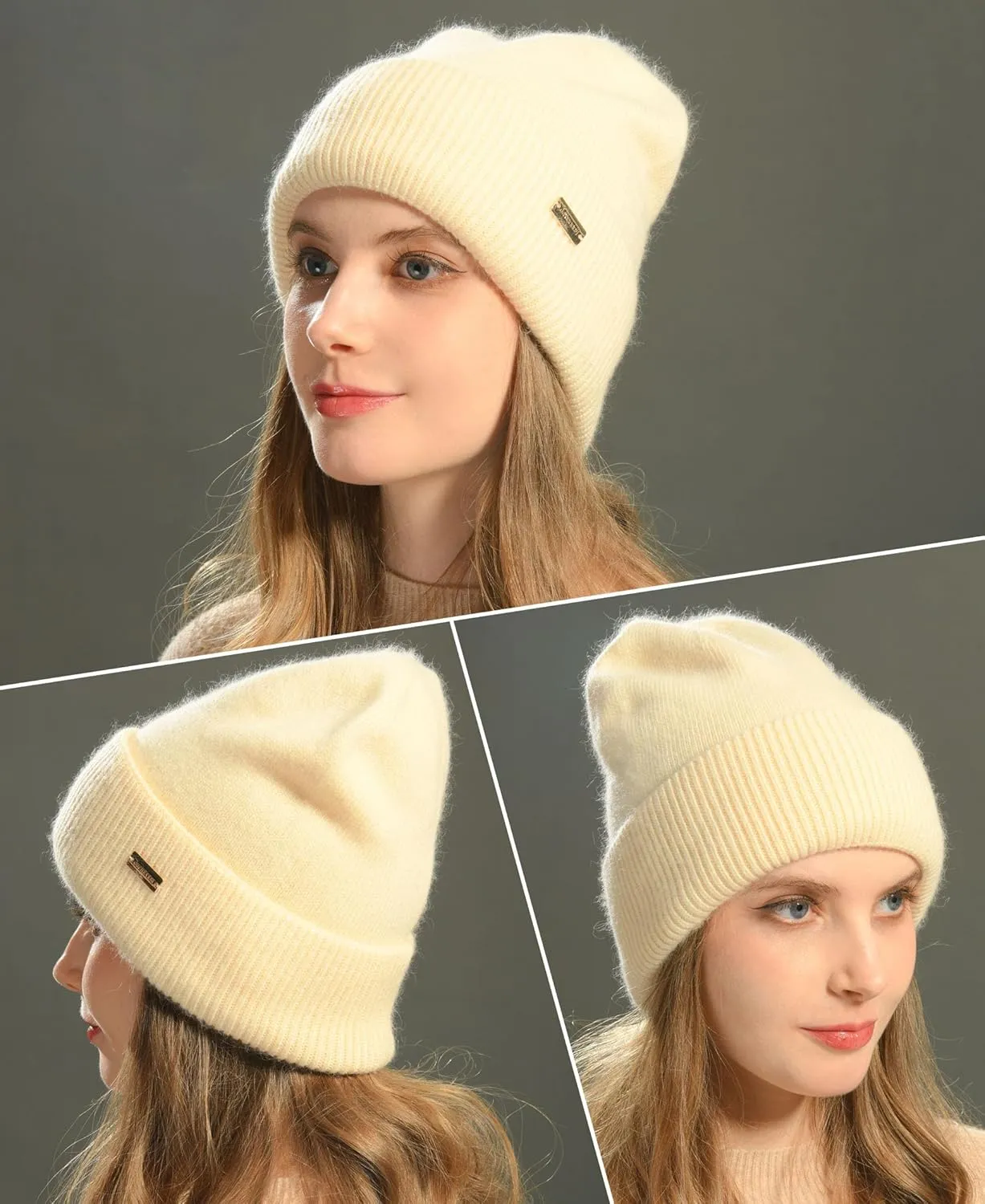 jaxmonoy Knit Beanies Winter Hats for Women and Men Soft Warm Double Layer Ladies Skull Beanie caps