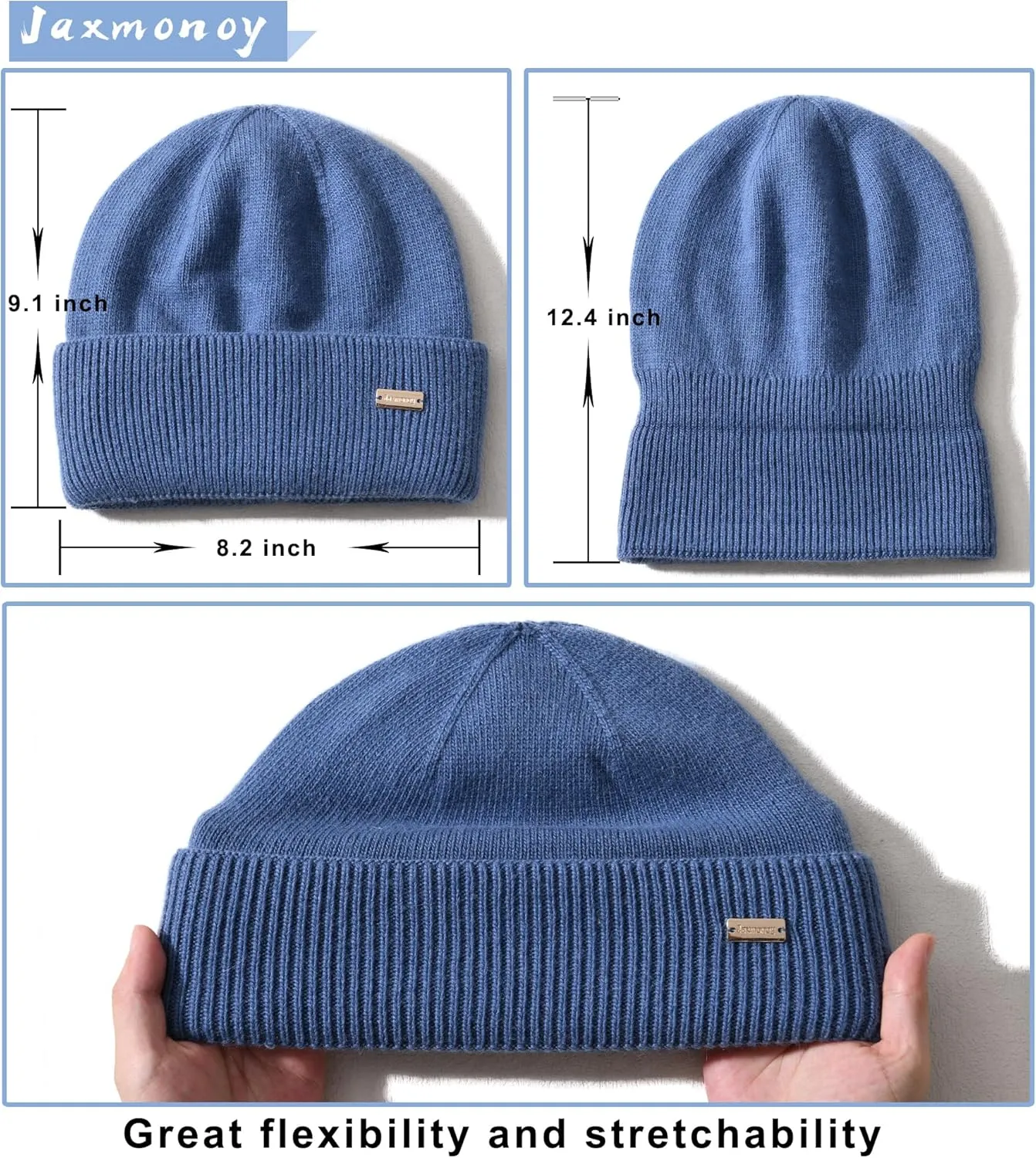 jaxmonoy Knit Beanies Winter Hats for Women and Men Soft Warm Double Layer Ladies Skull Beanie caps