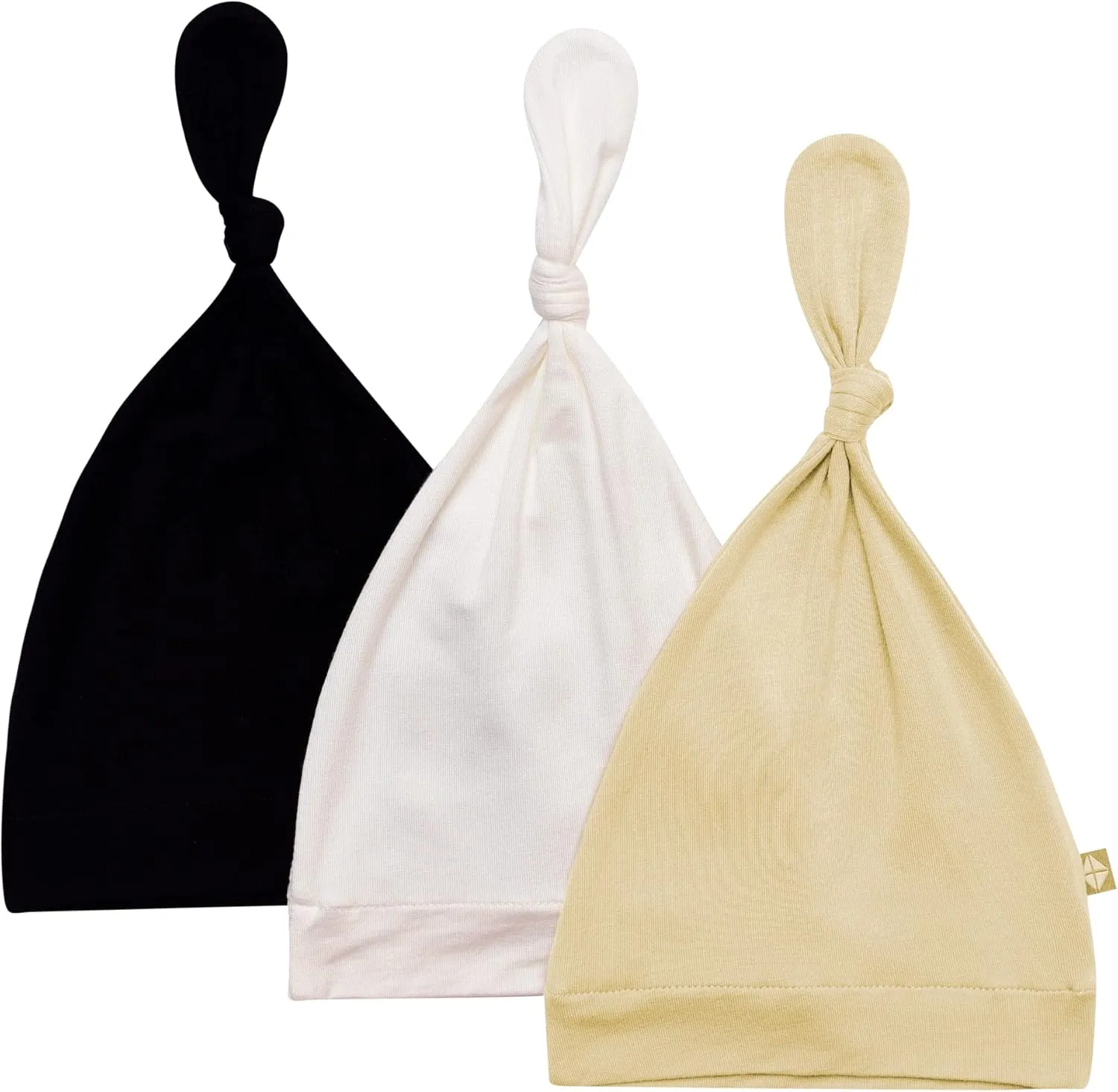 KYTE BABY Rayon Made from Bamboo Baby Beanie Hats - Super Soft Knotted Caps Available in Pattern and Solid Colors - 3 Pack