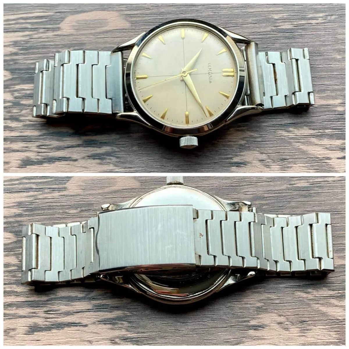Lemania Wristwatch Antique Hand Winding Men's 34mm Vintage Military Male