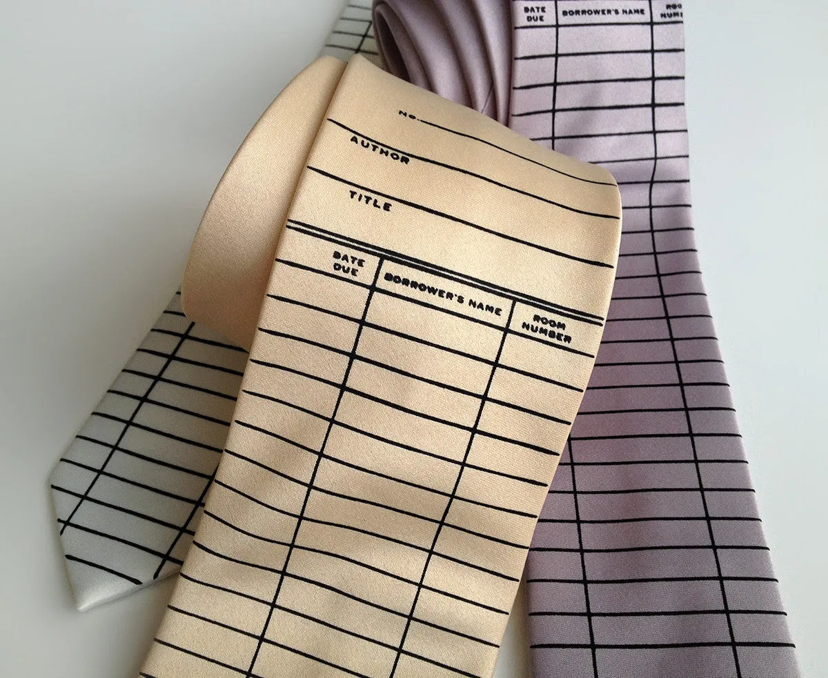 Library Due Date Card Necktie