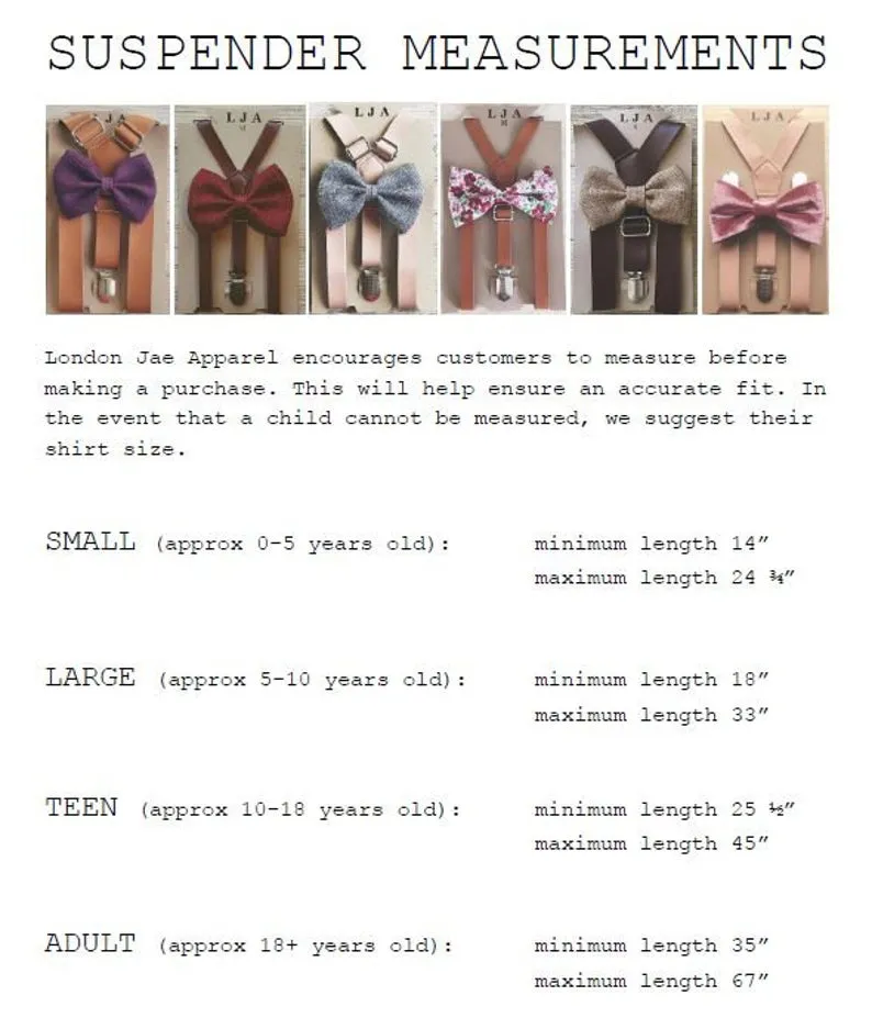 Light Brown Elastic Suspenders with Honey Brown Bow Tie