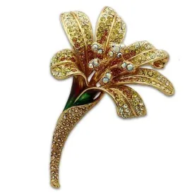 LO2390 - Gold White Metal Brooches with Top Grade Crystal  in Multi Color