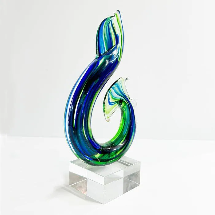 Maori Glass Fish Hook Trophy or Ornament