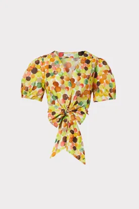 Marilyn Watercolor Bubble Poplin Top