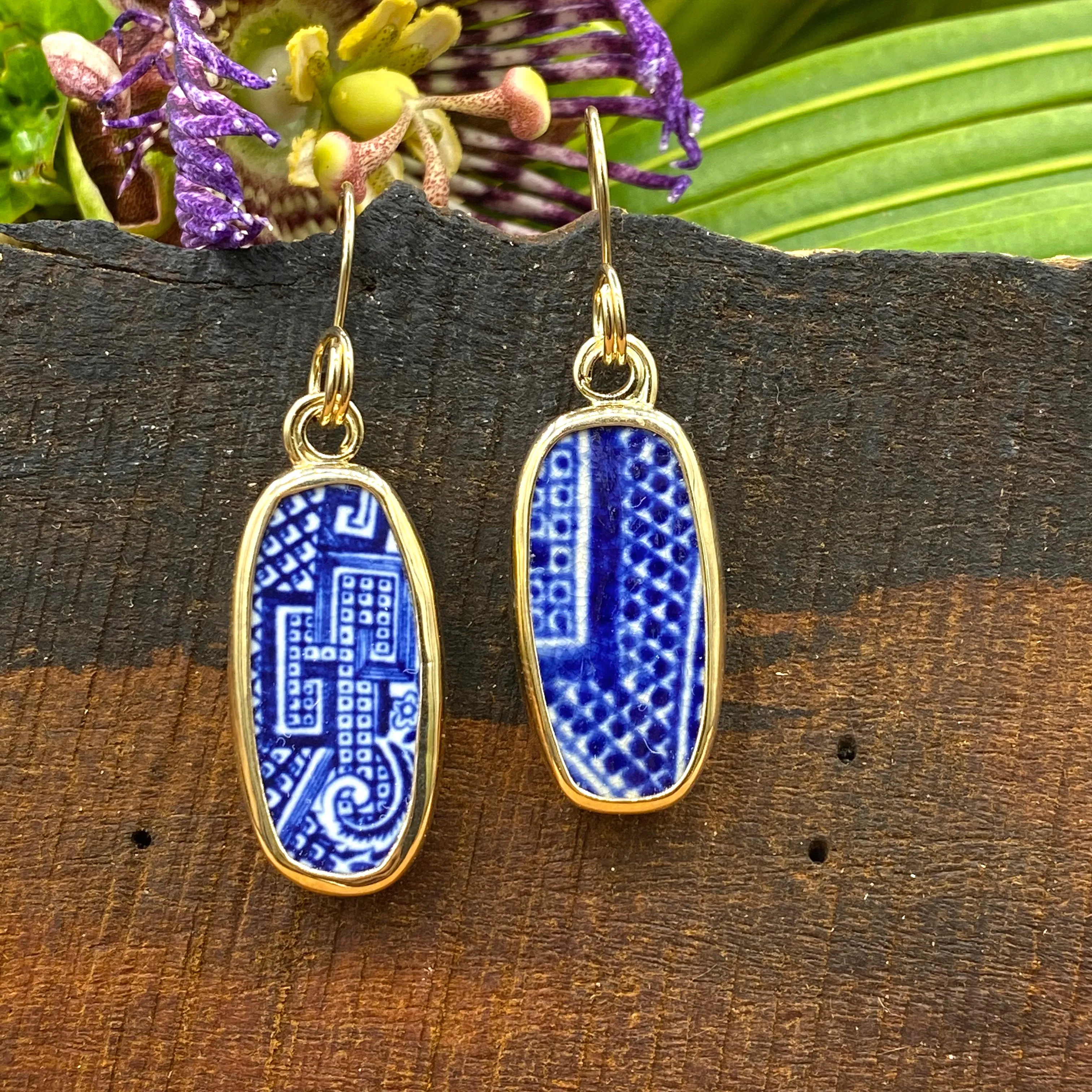 Maze Motif 14k Gold Earrings