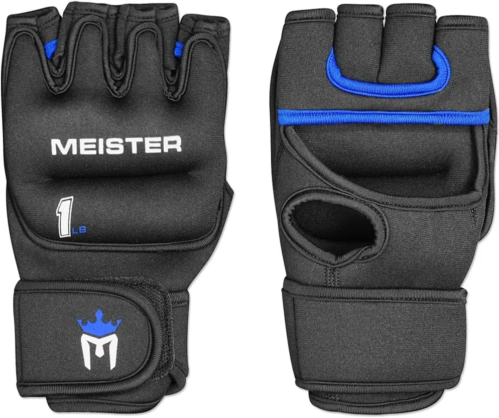 Meister Elite 1lb Neoprene Weighted Gloves for Cardio & Heavy Hands (Pair) - 1lb x 2