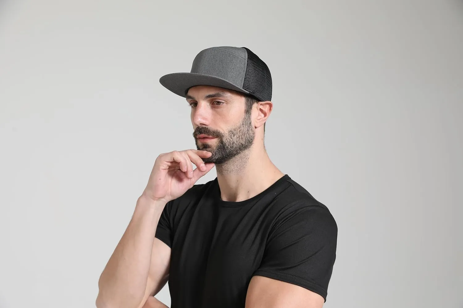 Men Flat Brim Baseball Cap Adjustable Performance Snapback Hat Laser Perforated Breathable Mesh Sport Cap