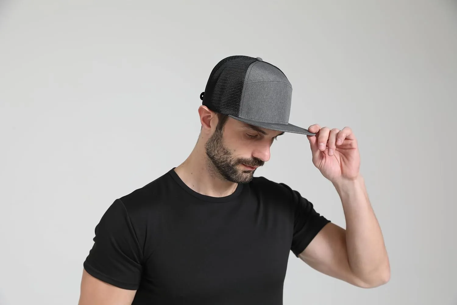 Men Flat Brim Baseball Cap Adjustable Performance Snapback Hat Laser Perforated Breathable Mesh Sport Cap