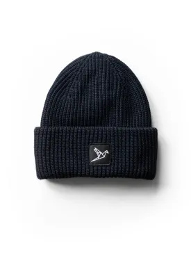 Merino Wool Blend Beanie - Navy