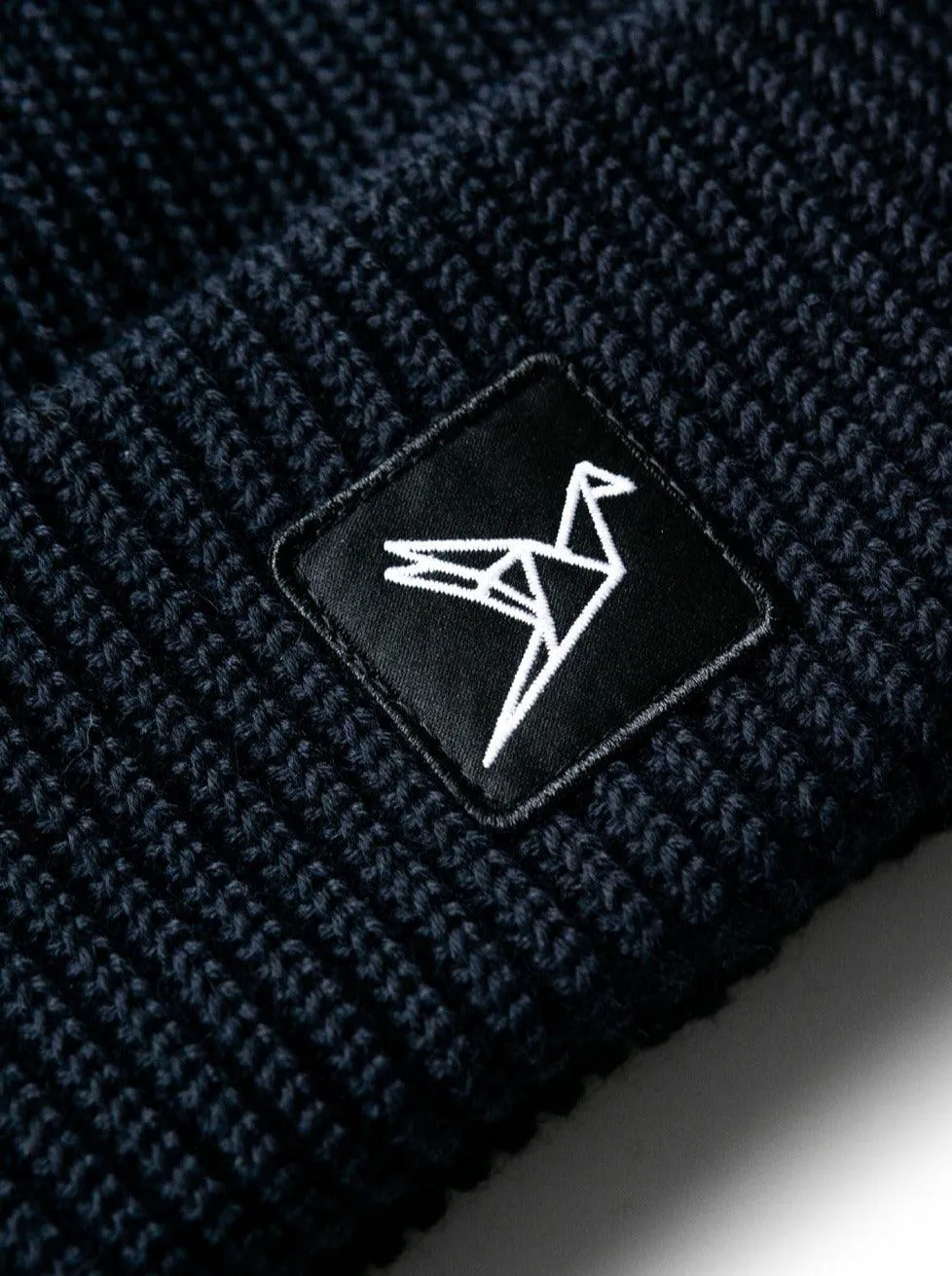 Merino Wool Blend Beanie - Navy