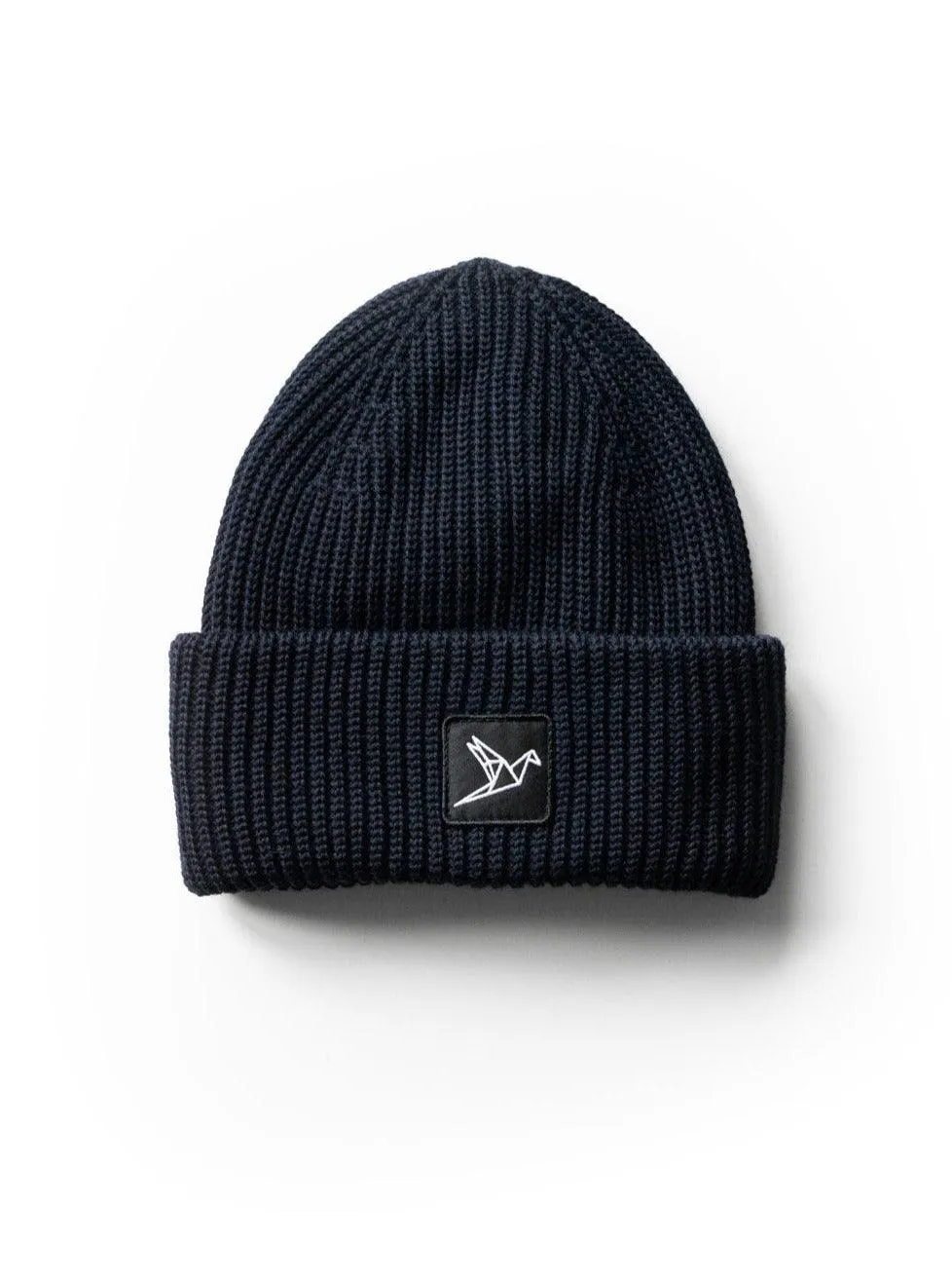 Merino Wool Blend Beanie - Navy