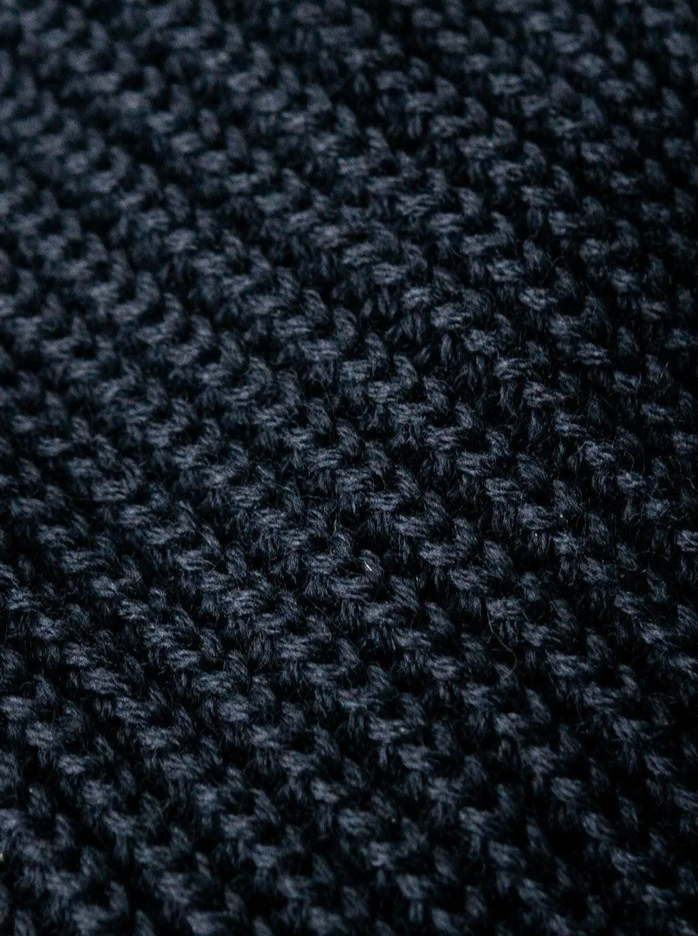Merino Wool Blend Beanie - Navy