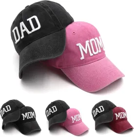 Mom and Dad Hats New Mom Gifts Embroidered Hats for Men Women Adjustable Baseball Cap New Parents Gifts for Couples