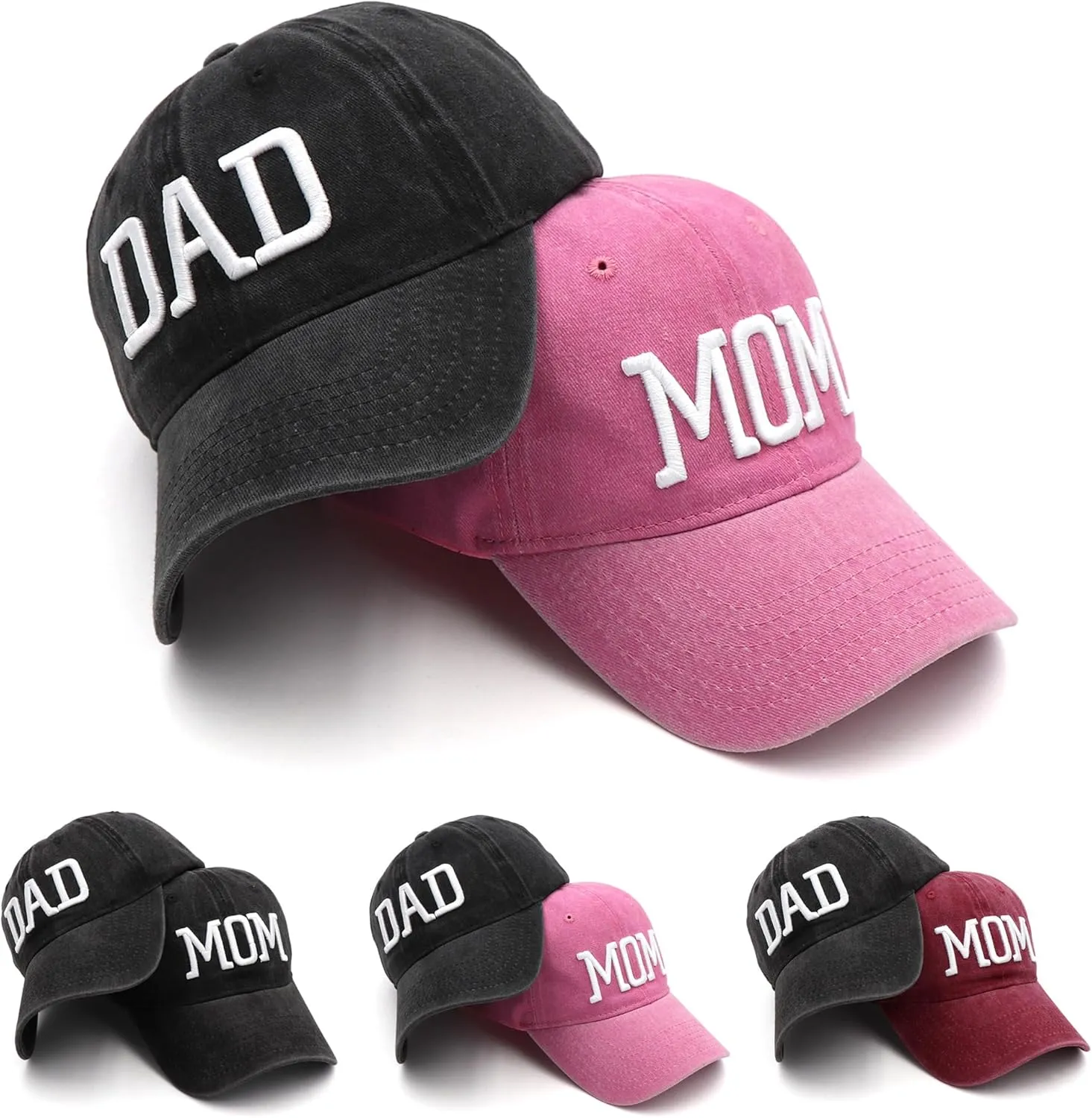 Mom and Dad Hats New Mom Gifts Embroidered Hats for Men Women Adjustable Baseball Cap New Parents Gifts for Couples