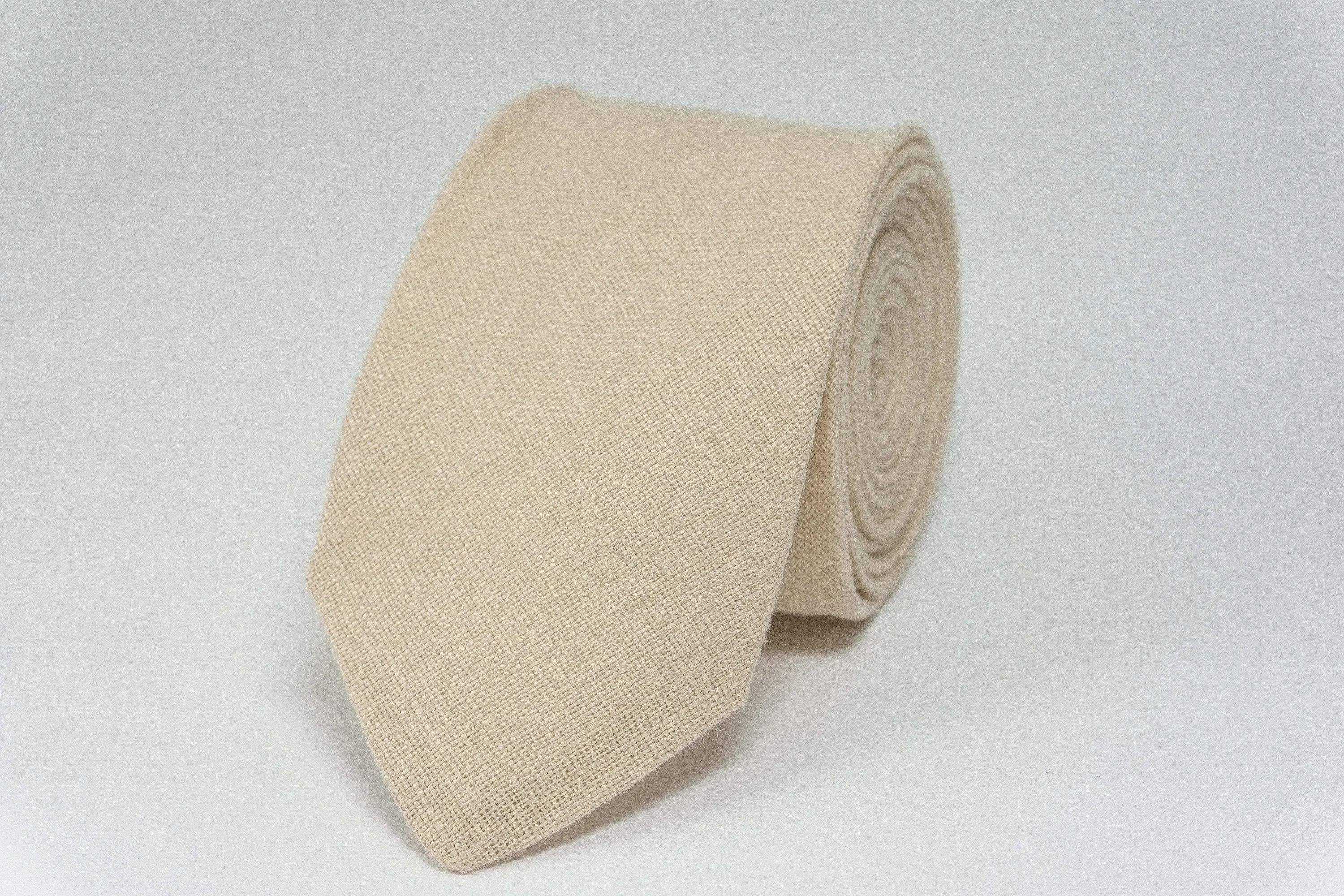 Natural Linen Necktie in Light Sand | Ideal for Weddings