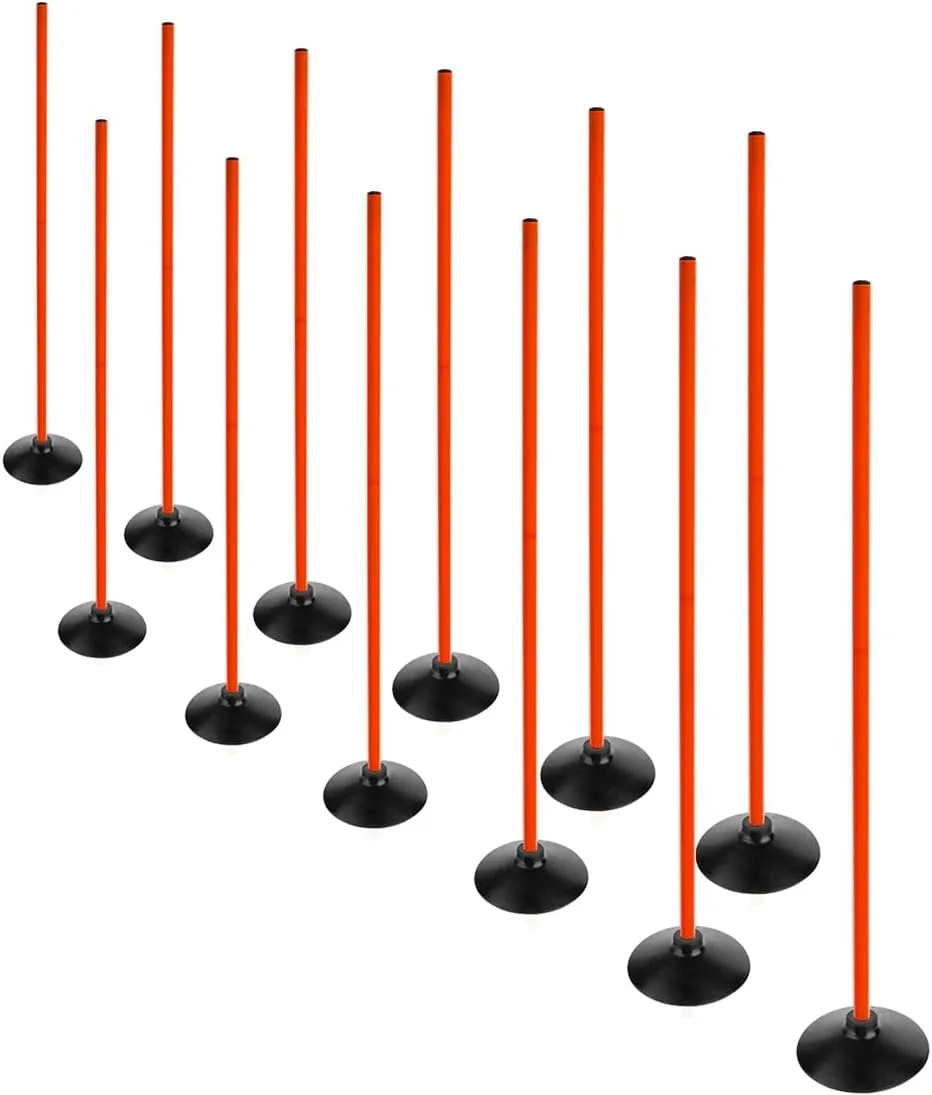 Orange Soccer Agility Poles Set Detachable Sports Trainning Speed Pole Slalom Poles with Rubber Base Sport Traning Equipment