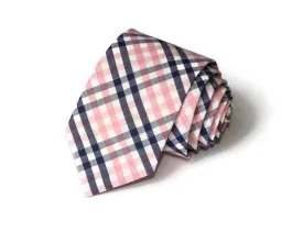 Pink and Navy Tattersall Necktie