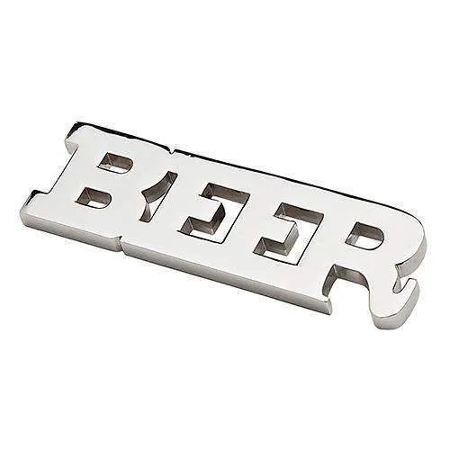 "Beer" Opener with Magnets - Silver (Pack of 1)