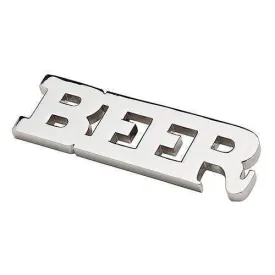 "Beer" Opener with Magnets - Silver (Pack of 1)