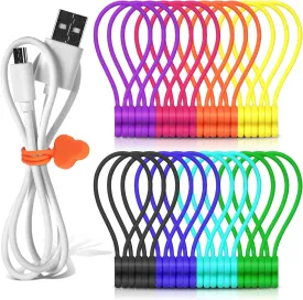 Reusable Magnetic Cable Organizer Twist Ties,24Pcs Cord Management Organizer Travel for Bundling and Organizing Cables Bookmark Fridge Magnet Silicone Cord Winder Magnetic Cable Clips 8 Color