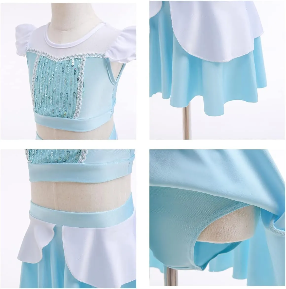 REXREII Girls Princess Swimsuits Two-Piece Tankini Set Beach Surf Birthday Swimming Party Bathing Suits Fancy Swimwear