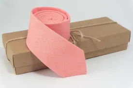 Rose color linen necktie |  wedding necktie