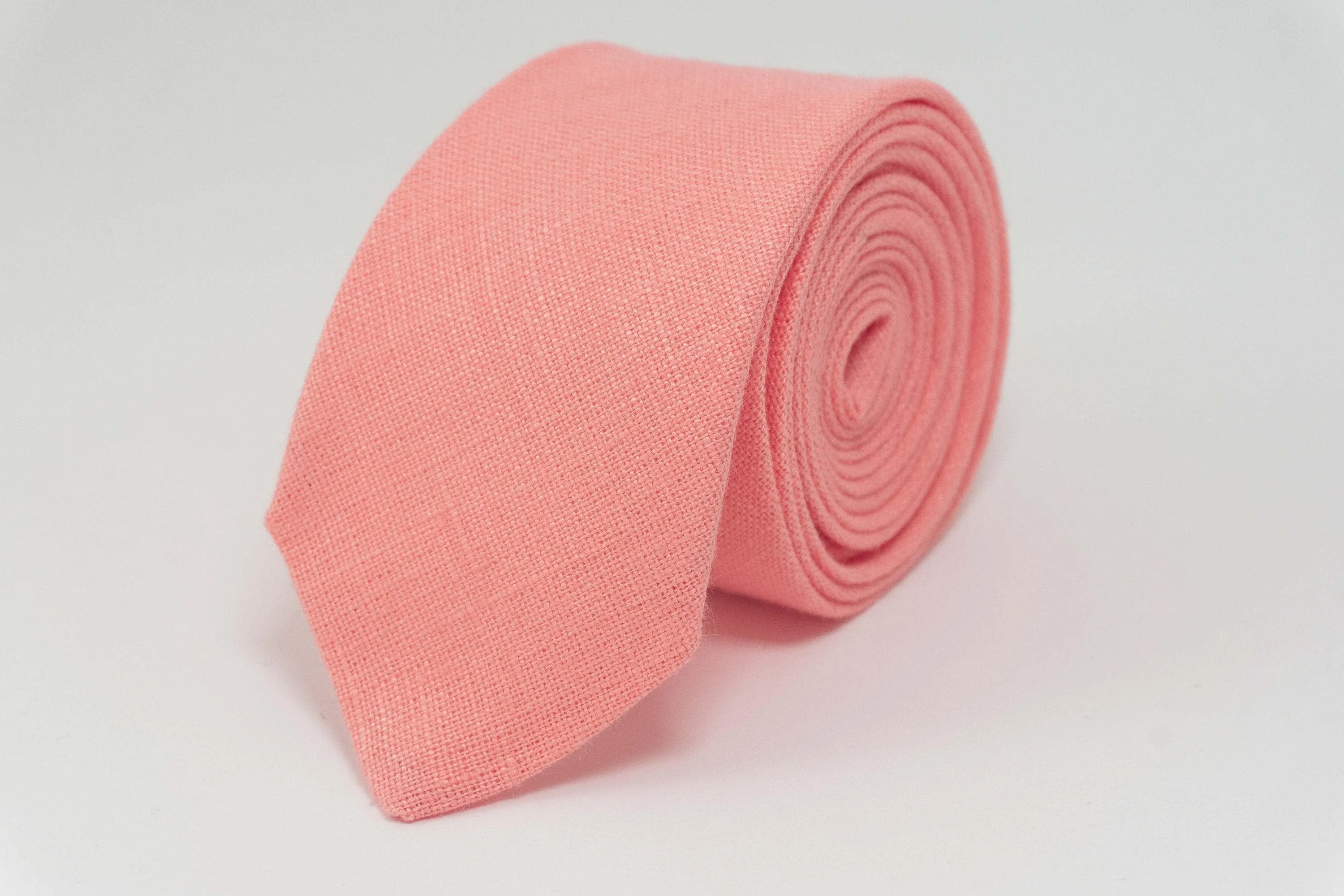 Rose color linen necktie |  wedding necktie